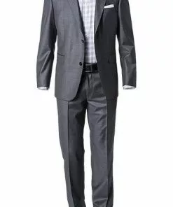 EDUARD DRESSLER Anzug 00510/6B51+3B25/26 Schurwolle Super140, Mittelgrau meliert, Anthrazit