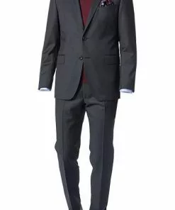 Windsor Anzug 13009345+13009348/410 Anzug Sera-Sole, Shaped Fit, Schurwolle, Schwarz meliert, Schwarz