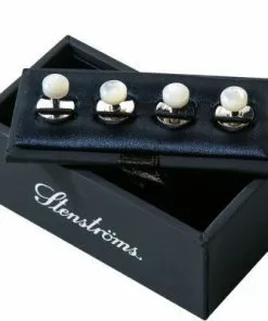 Stenströms Frackhemdknöpfe 900022/000 Silber-permutt, Weiß