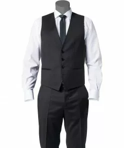 BOSS Weste Wilson 50318500/001 Slim Fit, Schurwolle Super120 GUABELLO, Schwarz, Black