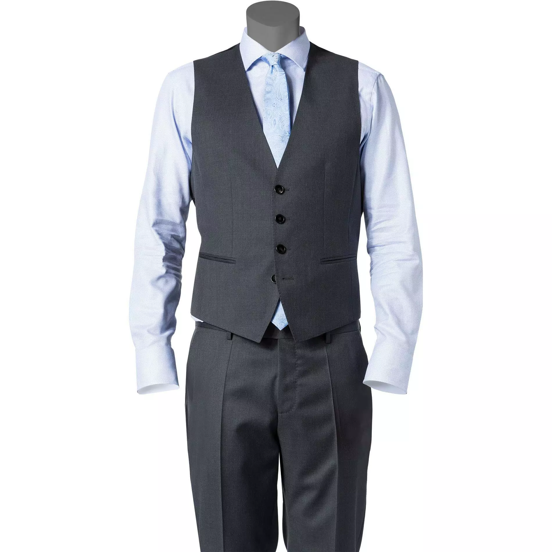 BOSS Weste Wilson 50318500/021 Slim Fit, Schurwolle Super120 GUABELLO, Grau meliert, Dark grey 3 BOSS Weste Wilson 50318500/021 Slim Fit, Schurwolle Super120 GUABELLO, Grau meliert, Dark grey