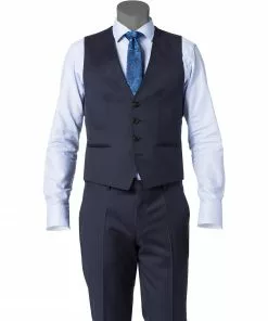 BOSS Weste Wilson 50318500/401 Slim Fit, Schurwolle Super120 GUABELLO, Dunkelblau, Dark blue