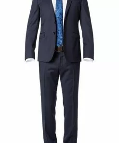 BOSS Anzug Ryan-Wave 50318525+20555/401 Extra Slim Fit, Schurwolle Super120 GUABELLO, Dunkelblau, Dark blue