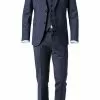 JOOP! Anzug 30003099+30003110+30003106/402 Anzug Herby-Blayr mit Weste, Slim Fit, Wolle, Dunkelblau meliert, Tiefseeblau -Anzüge & Westen Geschäft 249636 norm