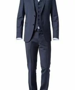 JOOP! Anzug 30003099+30003110+30003106/402 Anzug Herby-Blayr mit Weste, Slim Fit, Wolle, Dunkelblau meliert, Tiefseeblau