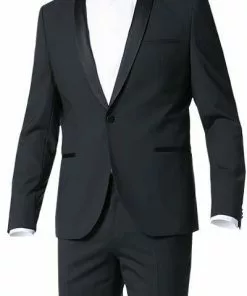 HUGO Smoking AlstonS-HetonS 50321048+49/001 Smoking Alston-Heton, Slim Fit, Schurwoll-Stretch, Schwarz, Black -Anzüge & Westen Geschäft 257008 norm2