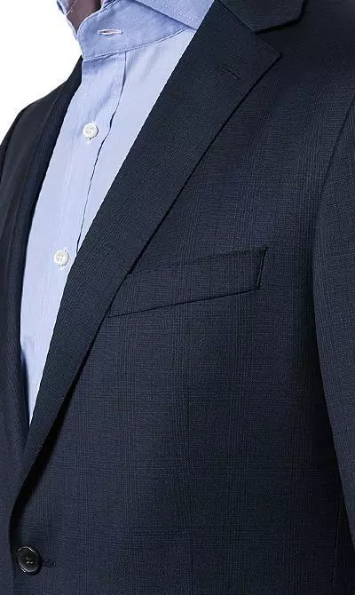 EDUARD DRESSLER Anzug 00820/6B01+3B25/47 Shaped Fit, Schurwolle Super130 Loro Piana, Dunkelblau kariert, Dunkelblau 4 EDUARD DRESSLER Anzug 00820/6B01+3B25/47 Shaped Fit, Schurwolle Super130 Loro Piana, Dunkelblau kariert, Dunkelblau – Bild 2