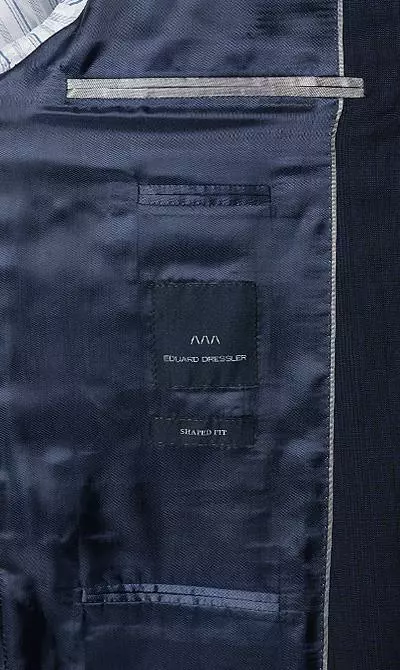 EDUARD DRESSLER Anzug 00820/6B01+3B25/47 Shaped Fit, Schurwolle Super130 Loro Piana, Dunkelblau kariert, Dunkelblau 6 EDUARD DRESSLER Anzug 00820/6B01+3B25/47 Shaped Fit, Schurwolle Super130 Loro Piana, Dunkelblau kariert, Dunkelblau – Bild 4