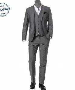 CG Anzug 50/102S1/423712+433063+441013/81 Slim Fit, Schurwolle Super100, Dunkelgrau gemustert, Grau