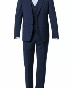 DIGEL Anzug 99832/120033+116062+160008/24 Anzug mit Weste, Modern Fit, Schurwolle Super100 Marzotto, Marine