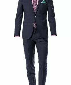 ROY ROBSON Anzug 5022/2062+0240/719 Slim Fit, Schurwolle Super110 REDA, Dunkelblau kariert, Nachtblau