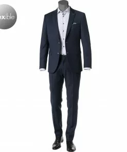 bugatti Anzug Fit Flexcity 793400+788500/99710/380 Modern Fit, Schurwoll-Stretch Flexcity, Dunkelblau meliert, Marine