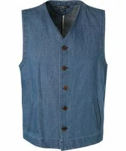 Marc O'Polo Weste 823 0172 81010/856 Shaped Fit, Baumwolle-Leinen, Blau, Jeansblau