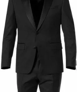 BOSS Smoking 50379895+50375814/001 Smoking Halwod-Glan, Schurwolle Super120 GUABELLO, Schwarz -Anzüge & Westen Geschäft 288359 norm2