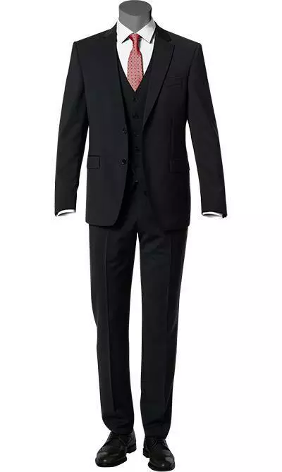 DIGEL Anzug 99832/120033+116062+160008/10 Anzug mit Weste, Modern Fit, Schurwolle Super100 Marzotto, Schwarz 4 DIGEL Anzug 99832/120033+116062+160008/10 Anzug mit Weste, Modern Fit, Schurwolle Super100 Marzotto, Schwarz – Bild 2