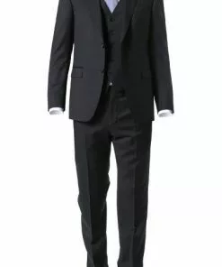 DIGEL Anzug Modern F 99656/120033+116062+160008/10 Anzug mit Weste, Schurwolle REDA, Schwarz