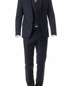 Daniel Hechter Anzug 40103+40150+40160/100108/680 Anzug mit Weste, Shape Fit, Schurwolle, Navy, Blau