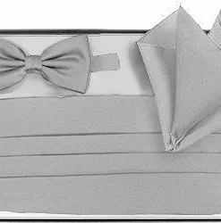 Wilvorst Kummerbund mit Schleife 4112/001/00 Kummerbund + Schleife + Einstecktuch, Hellgrau -Anzüge & Westen Geschäft 30180 norm