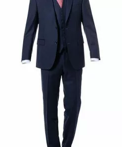 Carl Gross Anzug 70-060N0/323022+332023+343113/63 Anzug mit Weste, Modern Fit, Schurwolle, Dunkelblau, Marine