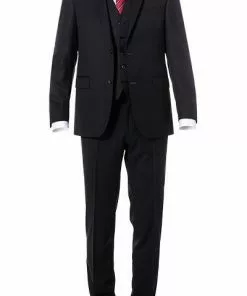 Carl Gross Anzug 70-060N0/323022+332023+343113/90 Anzug mit Weste, Modern Fit, Schurwolle, Schwarz