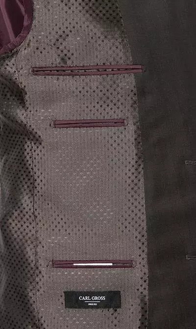 Carl Gross Anzug 70-060N0/323022+332023+343113/72 Anzug mit Weste, Modern Fit, Schurwolle, Dunkelbraun, Braun 9 Carl Gross Anzug 70-060N0/323022+332023+343113/72 Anzug mit Weste, Modern Fit, Schurwolle, Dunkelbraun, Braun – Bild 7