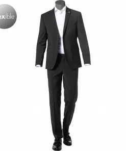 Pierre Cardin Anzug 52261+72240/850/55811/2000 Regular Fit, Schurwoll-Stretch Futureflex, Schwarz meliert, Schwarz