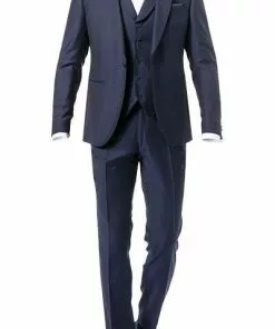 CG Anzug 80-138N1/424012+441043+430013/63 Anzug mit Weste, Slim Fit, Schurwolle, Saphirblau, Blau-schwarz