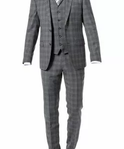 ROY ROBSON Anzug 050211694700+1295400+1737300/H050 Anzug mit Weste, Slim Fit, Schurwolle Super100, Anthrazit kariert, Pastellgrau