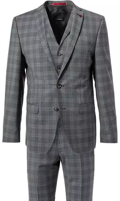 ROY ROBSON Anzug 050211694700+1295400+1737300/H050 Anzug mit Weste, Slim Fit, Schurwolle Super100, Anthrazit kariert, Pastellgrau 4 ROY ROBSON Anzug 050211694700+1295400+1737300/H050 Anzug mit Weste, Slim Fit, Schurwolle Super100, Anthrazit kariert, Pastellgrau – Bild 2