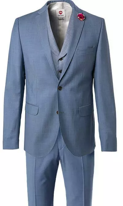 CG Anzug 80-140S0/424002+430013+139N1/441043/61 Anzug mit Weste, Slim Fit, Schurwolle, Rauchblau, Hellblau 5 CG Anzug 80-140S0/424002+430013+139N1/441043/61 Anzug mit Weste, Slim Fit, Schurwolle, Rauchblau, Hellblau – Bild 3