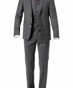 JOOP! Anzug 30003099+30003106+30003110/042 Anzug mit Weste, Slim Fit, Woll-Stretch, Steingrau meliert, Steingrau