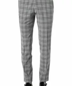 CG Hose Cedric 90-143S3/433063/81 Slim Fit, Schurwolle, Steingrau kariert, Grau-hellblau