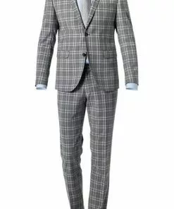 CG Anzug Caden-Cedric 90-143S3/423712+433063/81 Slim Fit, Schurwoll-Stretch, Steingrau kariert, Grau-hellblau