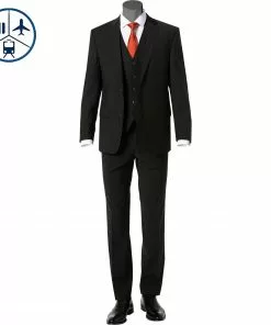Carl Gross Anzug 30-031S0/325031+342043+338343/90 Reise-Anzug mit Weste, Regular Fit, Schurwoll-Stretch, Schwarz