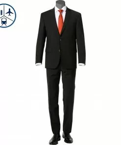 Carl Gross Anzug 30-031S0/325031+338343/90 Reise-Anzug, Regular Fit, Schurwoll-Stretch, Schwarz