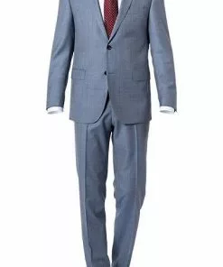 Carl Gross Anzug 90-0S0/325062+339593/61 Modern Fit, Schurwolle Super110, Bleu meliert, Hellblau