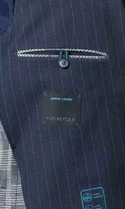 Pierre Cardin Anzug 42288+72534/810/94325/3250 Modern Fit, Mikrofaser wasserabweisend, Navy gestreift, Dunkelblau 9 Pierre Cardin Anzug 42288+72534/810/94325/3250 Modern Fit, Mikrofaser wasserabweisend, Navy gestreift, Dunkelblau – Bild 7