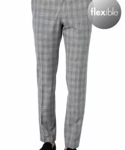 Pierre Cardin Hose Ryan 72238/810/94419/2900 Modern Fit, Mikrofaser, Hellgrau kariert, Silbergrau