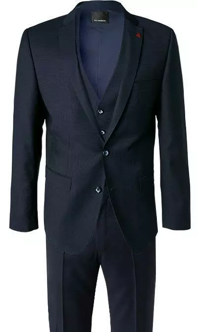 ROY ROBSON Anzug 050631594900+1704100+1295400/A410 Anzug mit Weste, Slim Fit, Schurwolle Super100 wasserabweisend, Dunkelblau gemustert, Dunkelblau 4 ROY ROBSON Anzug 050631594900+1704100+1295400/A410 Anzug mit Weste, Slim Fit, Schurwolle Super100 wasserabweisend, Dunkelblau gemustert, Dunkelblau – Bild 2