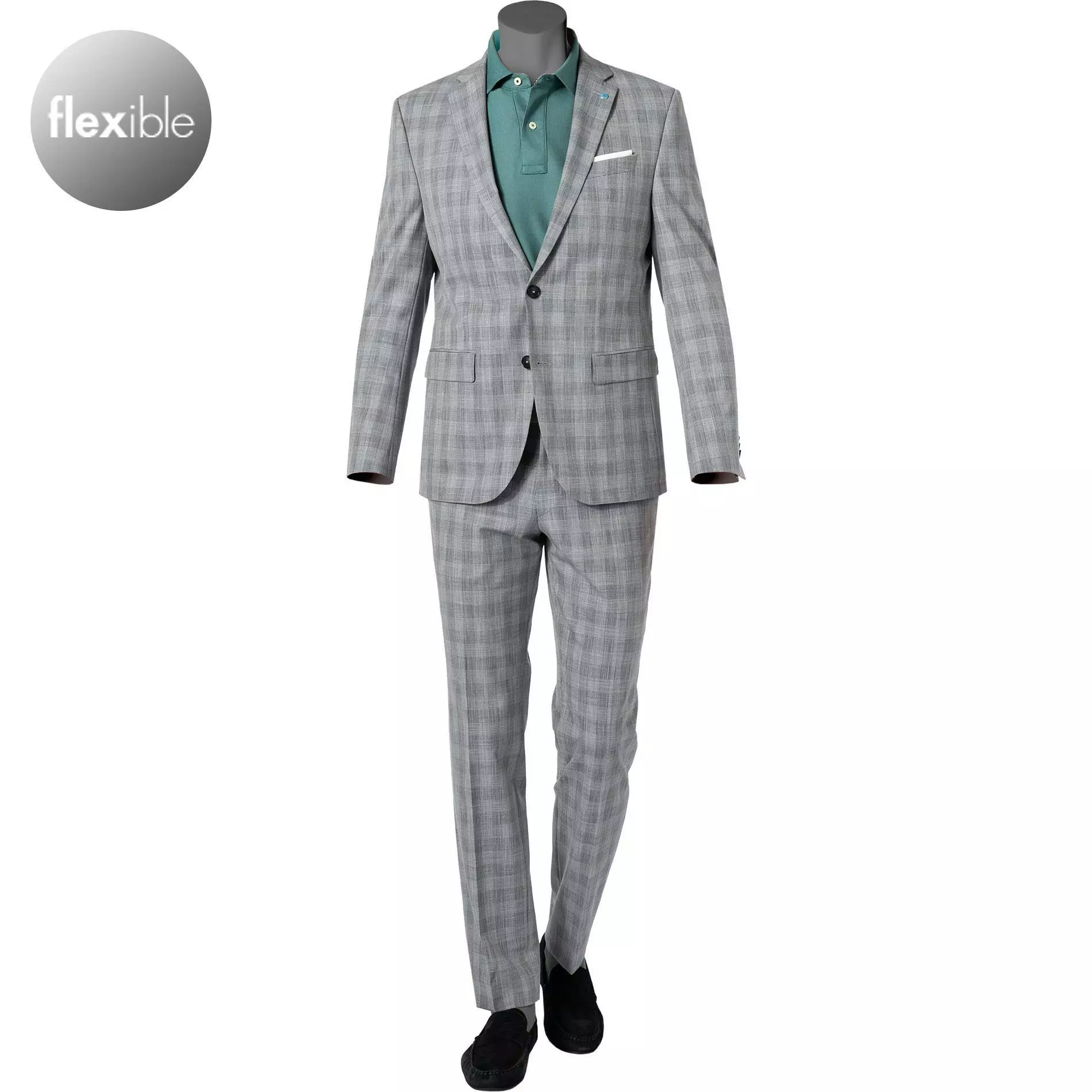 Pierre Cardin Anzug 42255+72238/810/94419/2900 Modern Fit, Mikrofaser, Hellgrau kariert, Silbergrau 3 Pierre Cardin Anzug 42255+72238/810/94419/2900 Modern Fit, Mikrofaser, Hellgrau kariert, Silbergrau