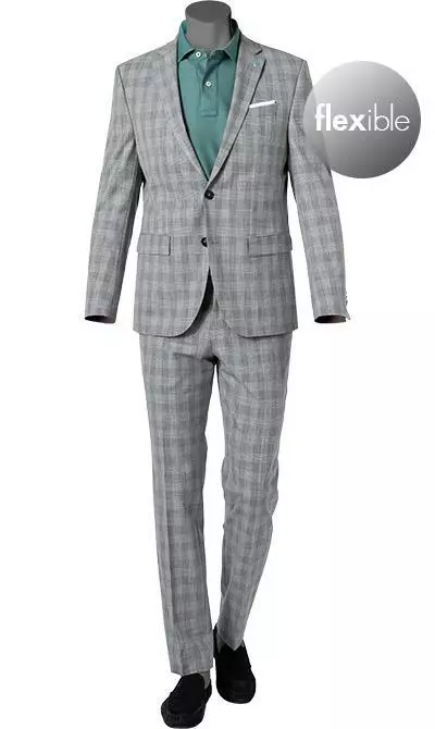 Pierre Cardin Anzug 42255+72238/810/94419/2900 Modern Fit, Mikrofaser, Hellgrau kariert, Silbergrau 4 Pierre Cardin Anzug 42255+72238/810/94419/2900 Modern Fit, Mikrofaser, Hellgrau kariert, Silbergrau – Bild 2