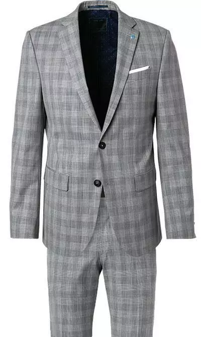 Pierre Cardin Anzug 42255+72238/810/94419/2900 Modern Fit, Mikrofaser, Hellgrau kariert, Silbergrau 5 Pierre Cardin Anzug 42255+72238/810/94419/2900 Modern Fit, Mikrofaser, Hellgrau kariert, Silbergrau – Bild 3