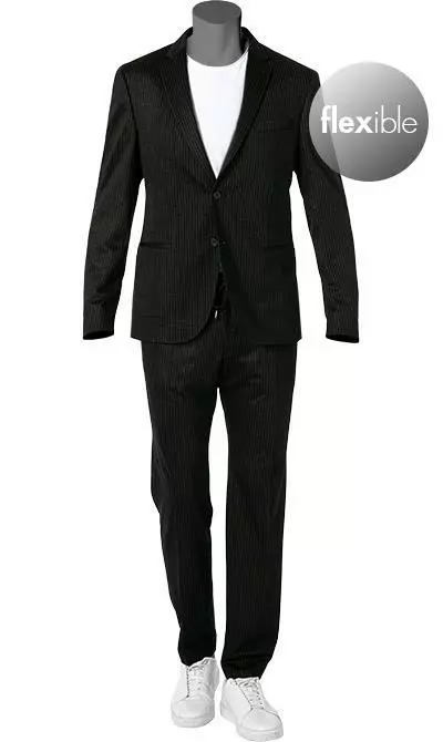 BOSS Anzug Norwin/Banks 50427198+50427205/001 Anzug Norwin-Banks, Slim Fit, Schurwolle, Schwarz gestreift, Schwarz 4 BOSS Anzug Norwin/Banks 50427198+50427205/001 Anzug Norwin-Banks, Slim Fit, Schurwolle, Schwarz gestreift, Schwarz – Bild 2