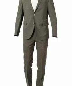 EDUARD DRESSLER Anzug 55002/6421+01/3315/67 Shaped Fit, Schurwolle-Leinen halbgefüttert, Khaki meliert, Khaki