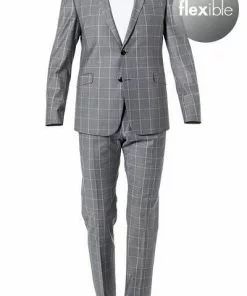 Strellson Anzug Allen-Mercer 30020633+634/035 Slim Fit, Schurwoll-Stretch, Hellgrau kariert, Hellgrau