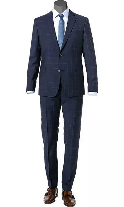 Strellson Anzug Aron-Maser 30020958+957/402 Slim Fit, Schurwolle Super100, Dunkelblau kariert , Dunkelblau 3 Strellson Anzug Aron-Maser 30020958+957/402 Slim Fit, Schurwolle Super100, Dunkelblau kariert , Dunkelblau