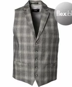 CINQUE Weste Civz 2629-4178/25 Slim Fit, Leinen-Stretch, Grau-sand kariert, Grau