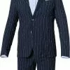 BOB Anzug DRESS383A+B T383/rosso Baumwolle-Leinen halbgefüttert, Navy-rot gestreift -Anzüge & Westen Geschäft 345950 norm
