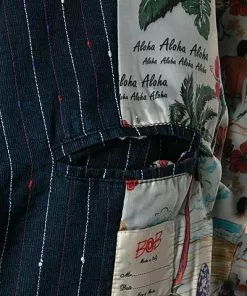 BOB Anzug DRESS383A+B T383/rosso Baumwolle-Leinen halbgefüttert, Navy-rot gestreift -Anzüge & Westen Geschäft 345950 norm5