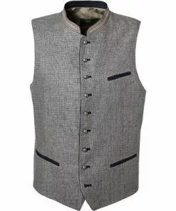 Schneiders Weste Henro 341/0079/4020 Trachtenweste, Leinen, Beige-blau gemustert, Beige-blau